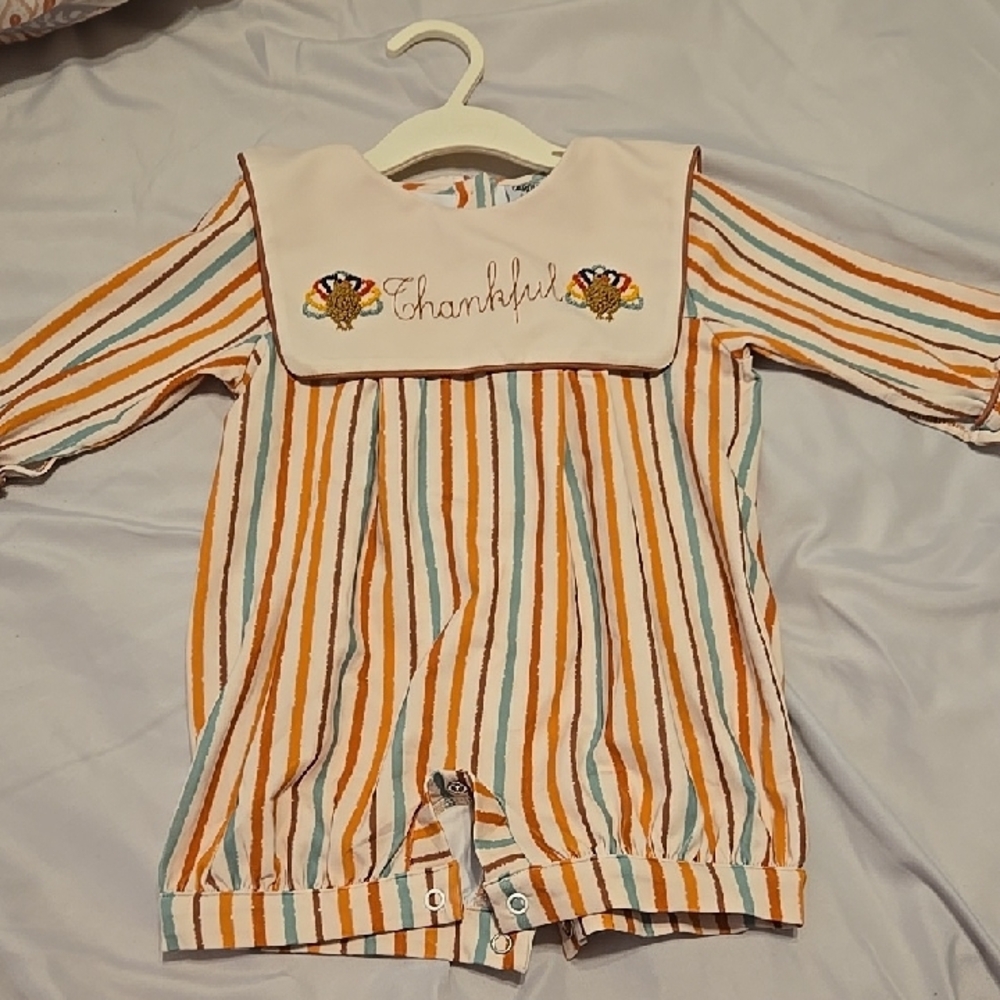 NWOT 6 Month Thankful Striped Kids One Piece  boutique